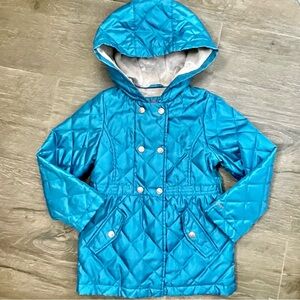 Like New | London Fog | Quilted Jacket with Hood in Metallic Teal